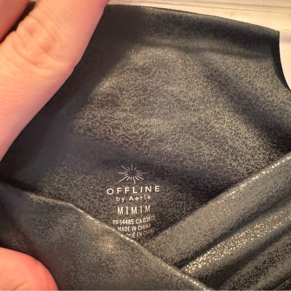 NWT Aerie Metallic Green Offline Crossover Leggings - Picture 6 of 6